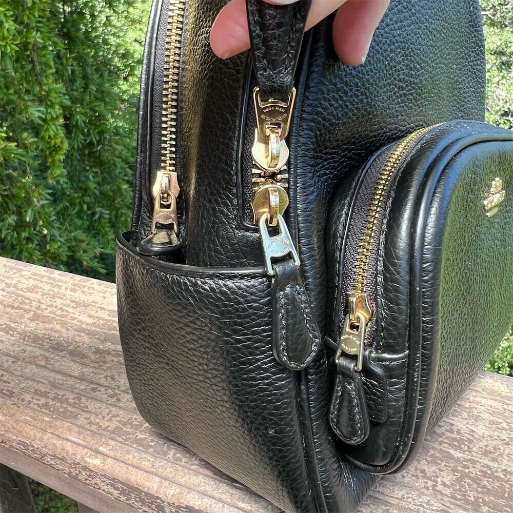 COACH Black Pebble Leather Mini Backpack Shoulder Bag w Gold Hardware AUTHENTIC - Picture 14 of 16